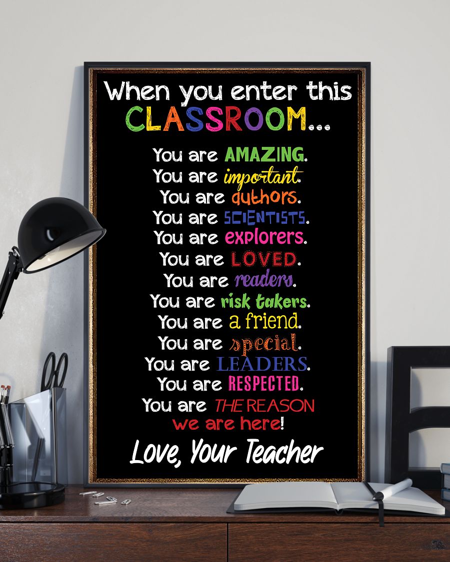 Teacher Classroom Canvas When You Enter This Classroom | Student Wall Art Back to School Gift for Teacher