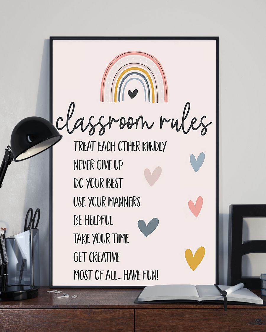 Teacher Classroom Canvas Classroom Rules | Student Wall Art Back to School Gift for Teacher