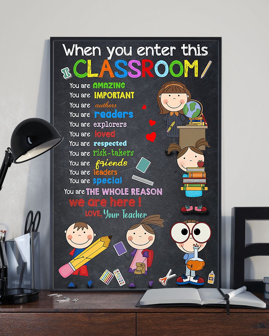 Teacher Classroom Canvas When You Enter This Classroom | Student Wall Art Back to School Gift for Teacher