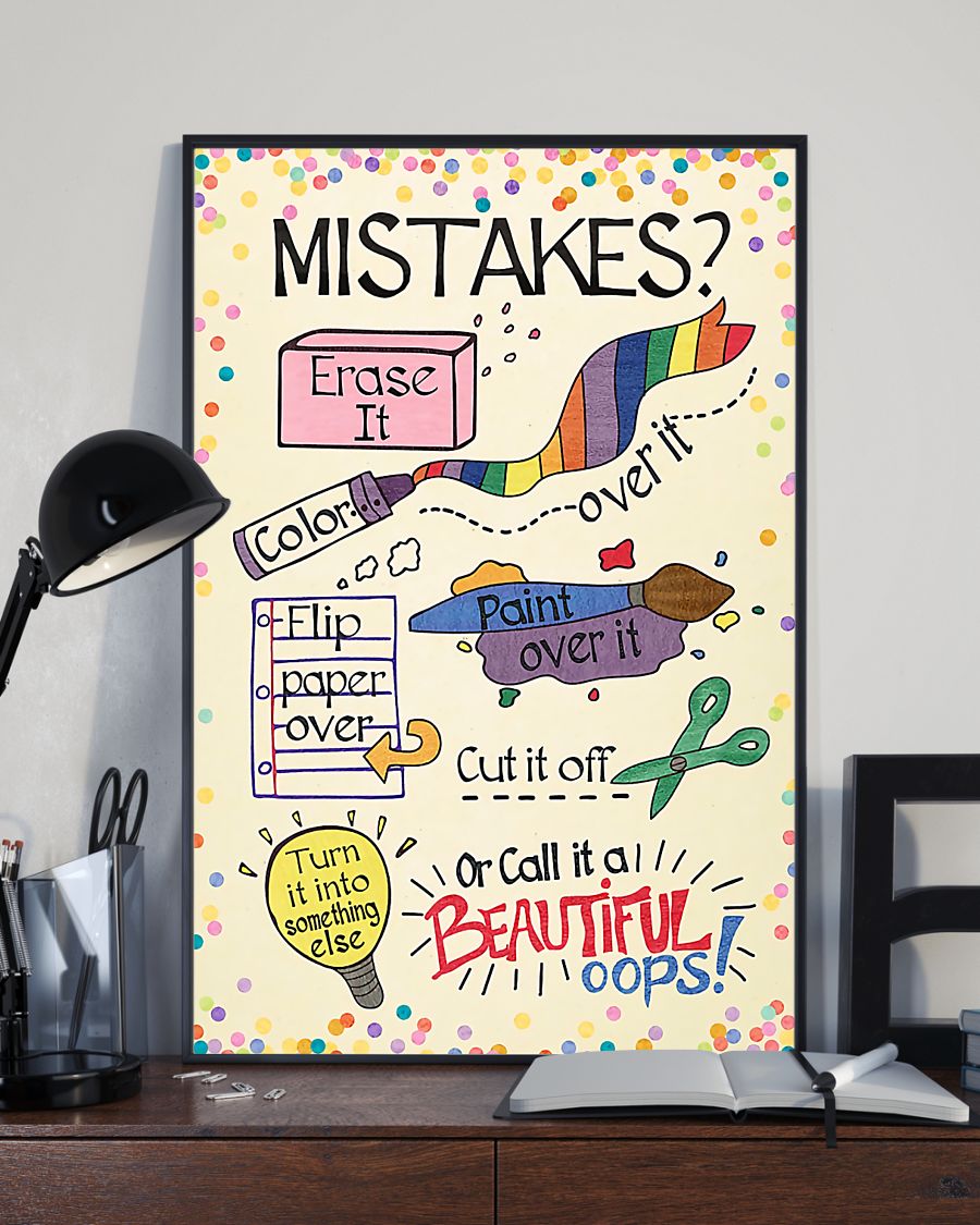 Teacher Classroom Canvas Mistakes - Erase It | Student Wall Art Back to School Gift for Teacher