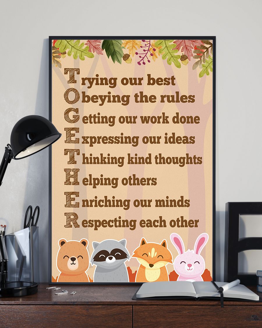 Teacher Classroom Canvas TOGETHER | Student Wall Art Back to School Gift for Teacher