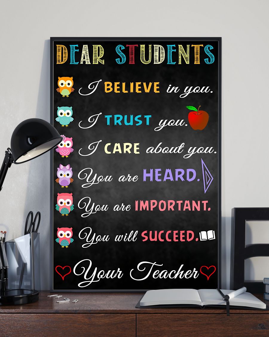 Teacher Classroom Canvas Dear Students | Student Wall Art Back to School Gift for Teacher