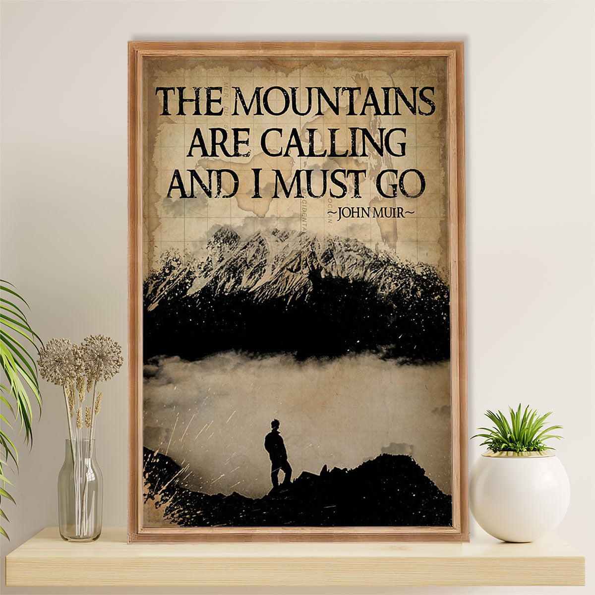 Camping Canvas | Hiking - The Mountains Are Calling & I Must Go | Wall Art Gift for Campers