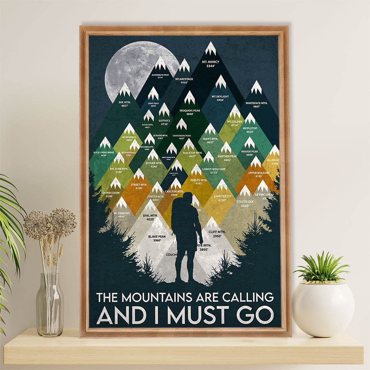 Camping Canvas | Hiking - The Mountains Are Calling & I Must Go | Wall Art Gift for Campers