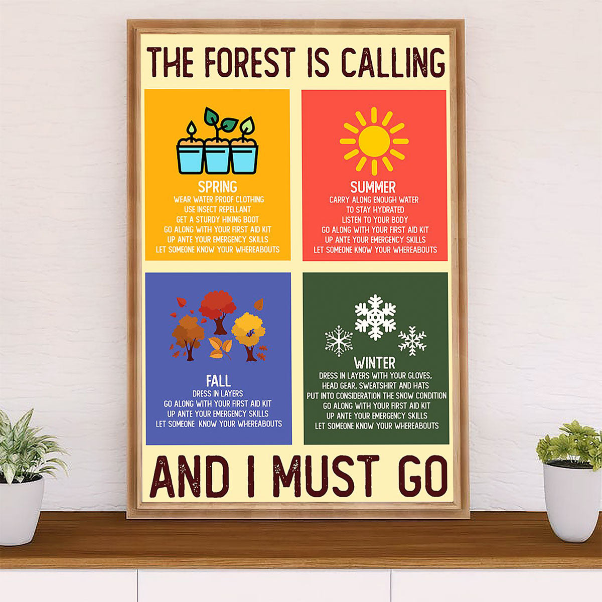 Camping Canvas | The Forest Is Calling & I Must Go | Wall Art Gift for Campers