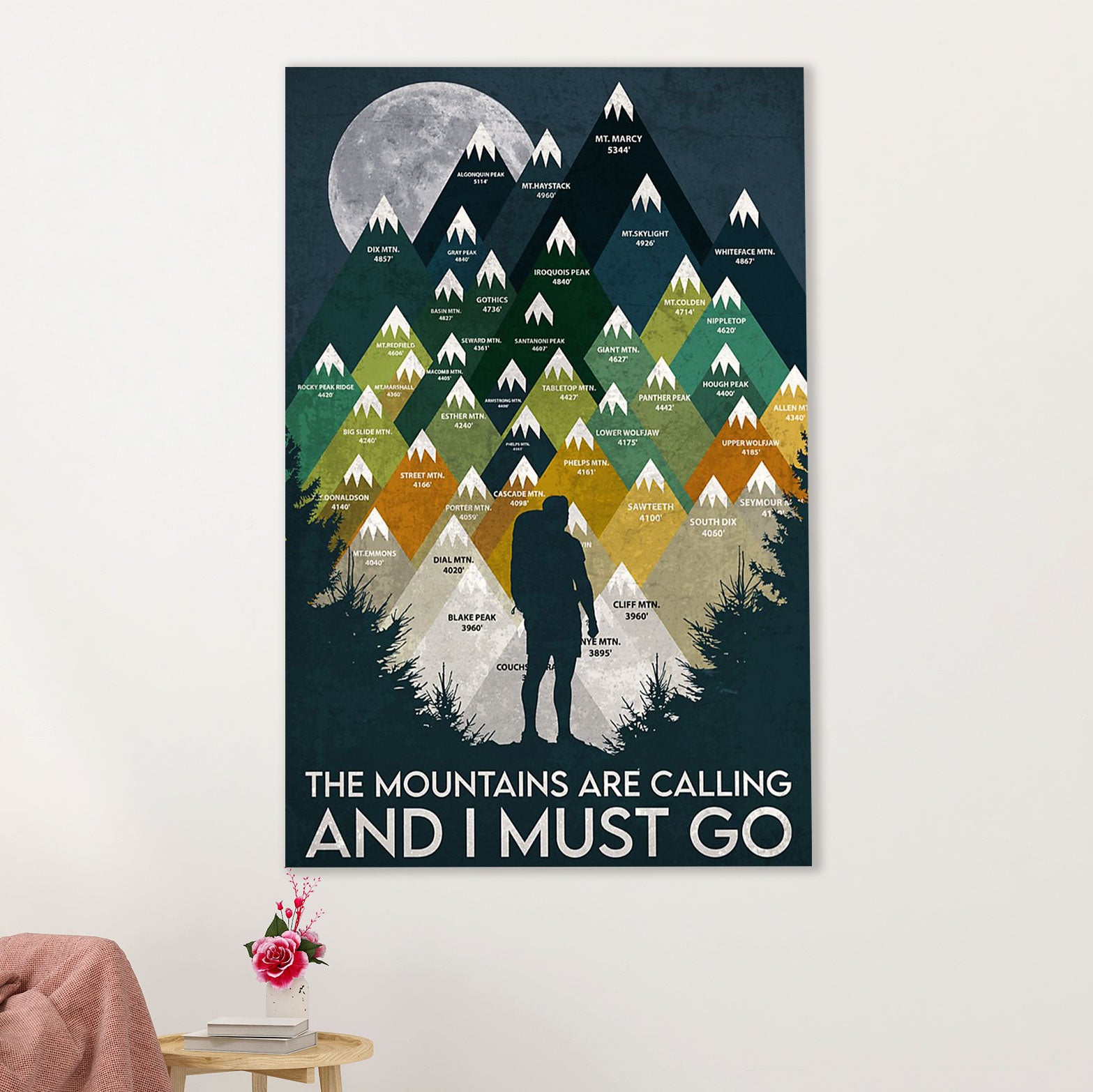 Camping Canvas | Hiking - The Mountains Are Calling & I Must Go | Wall Art Gift for Campers