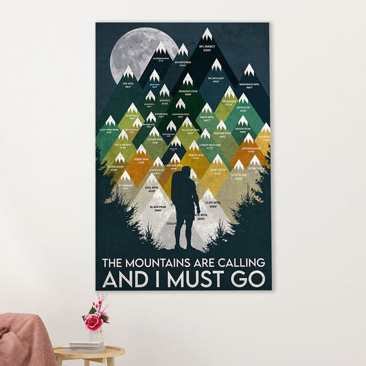 Camping Canvas | Hiking - The Mountains Are Calling & I Must Go | Wall Art Gift for Campers