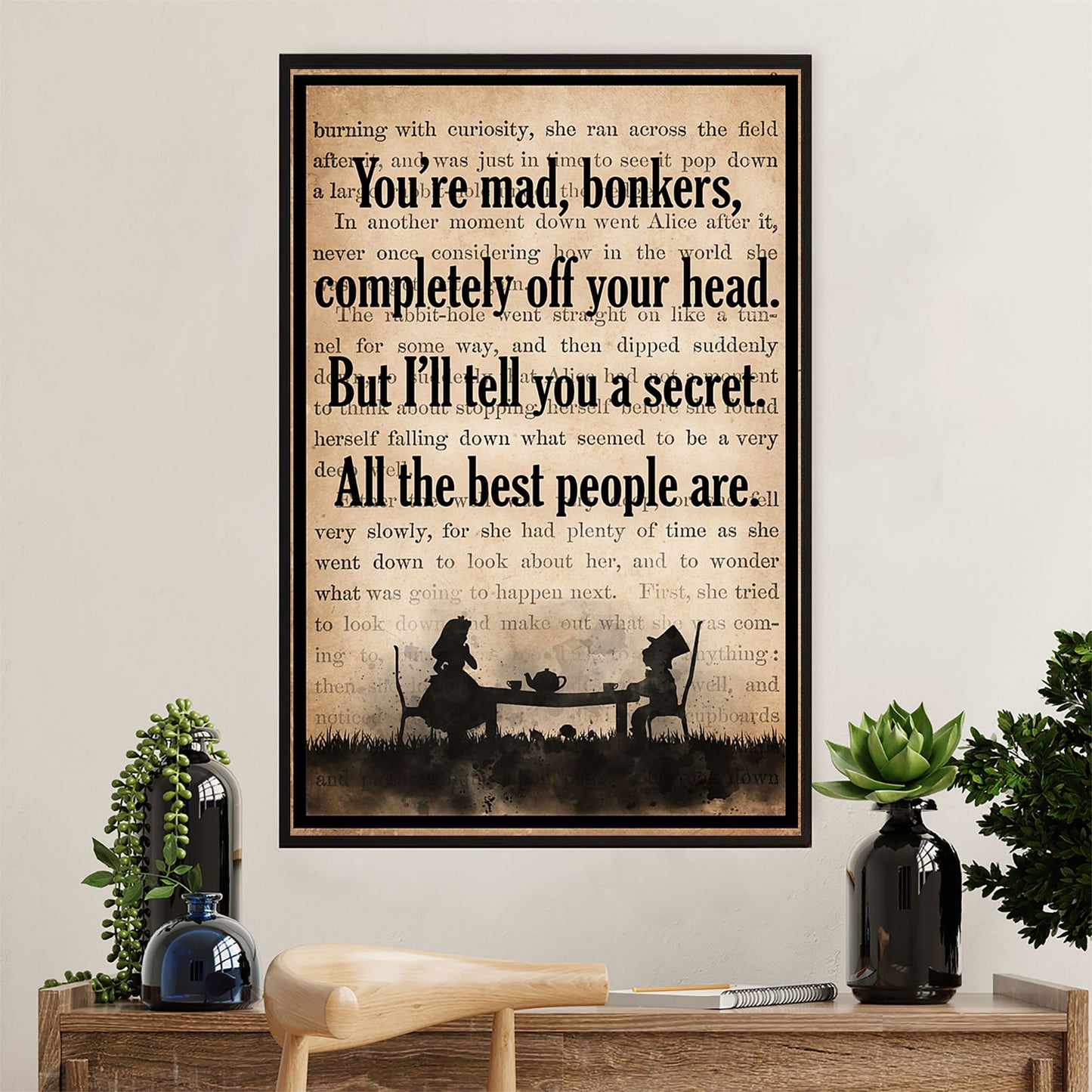 Books Lover Canvas Prints | You're Mad, Bonkers | Wall Art Gift for Books Reader