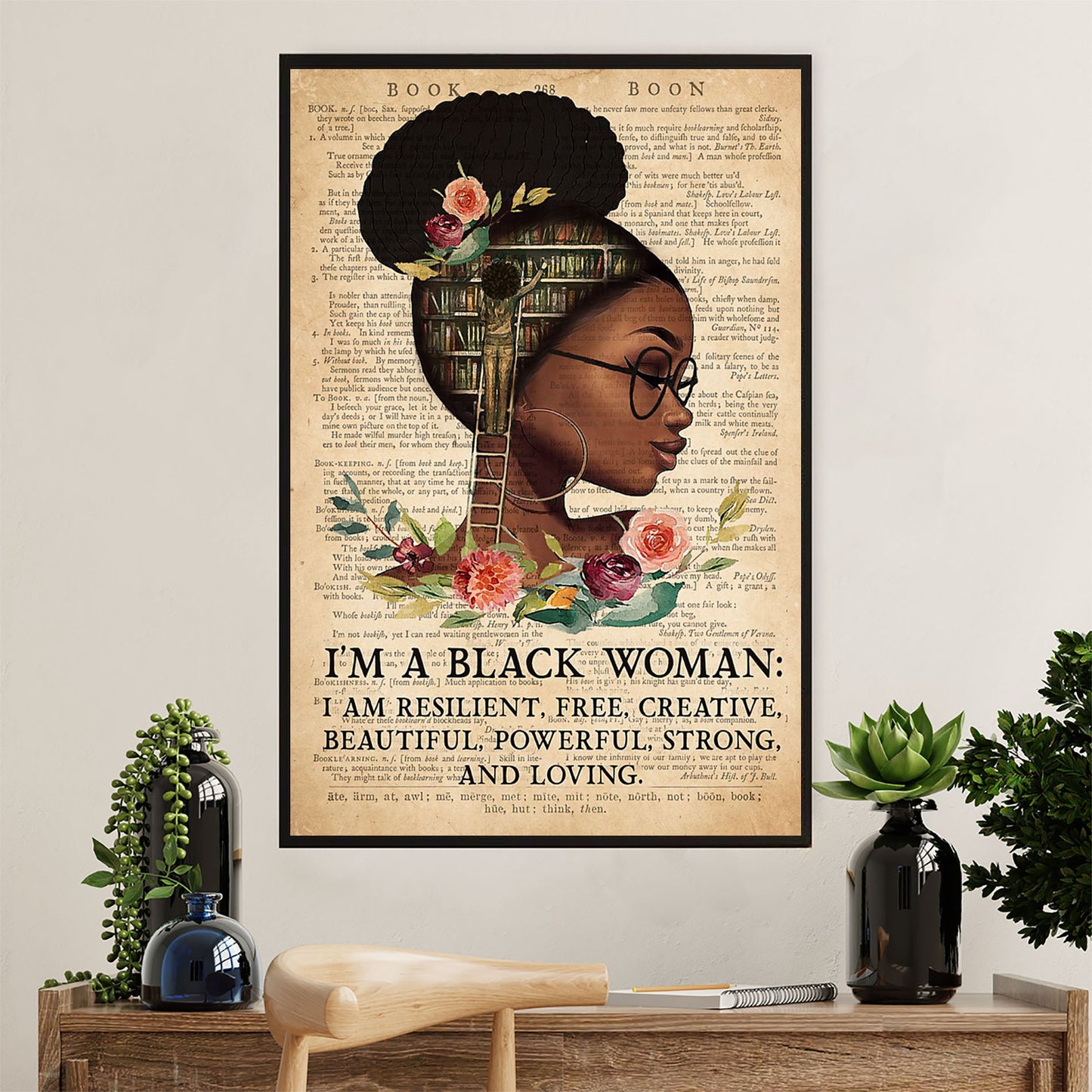 Books Lover Canvas Prints | I'm A Black Woman | Wall Art Gift for Books Reader