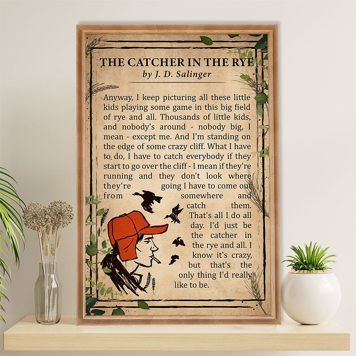 Books Lover Poster Prints | The Catcher In The Rye | Wall Art Gift for Books Reader