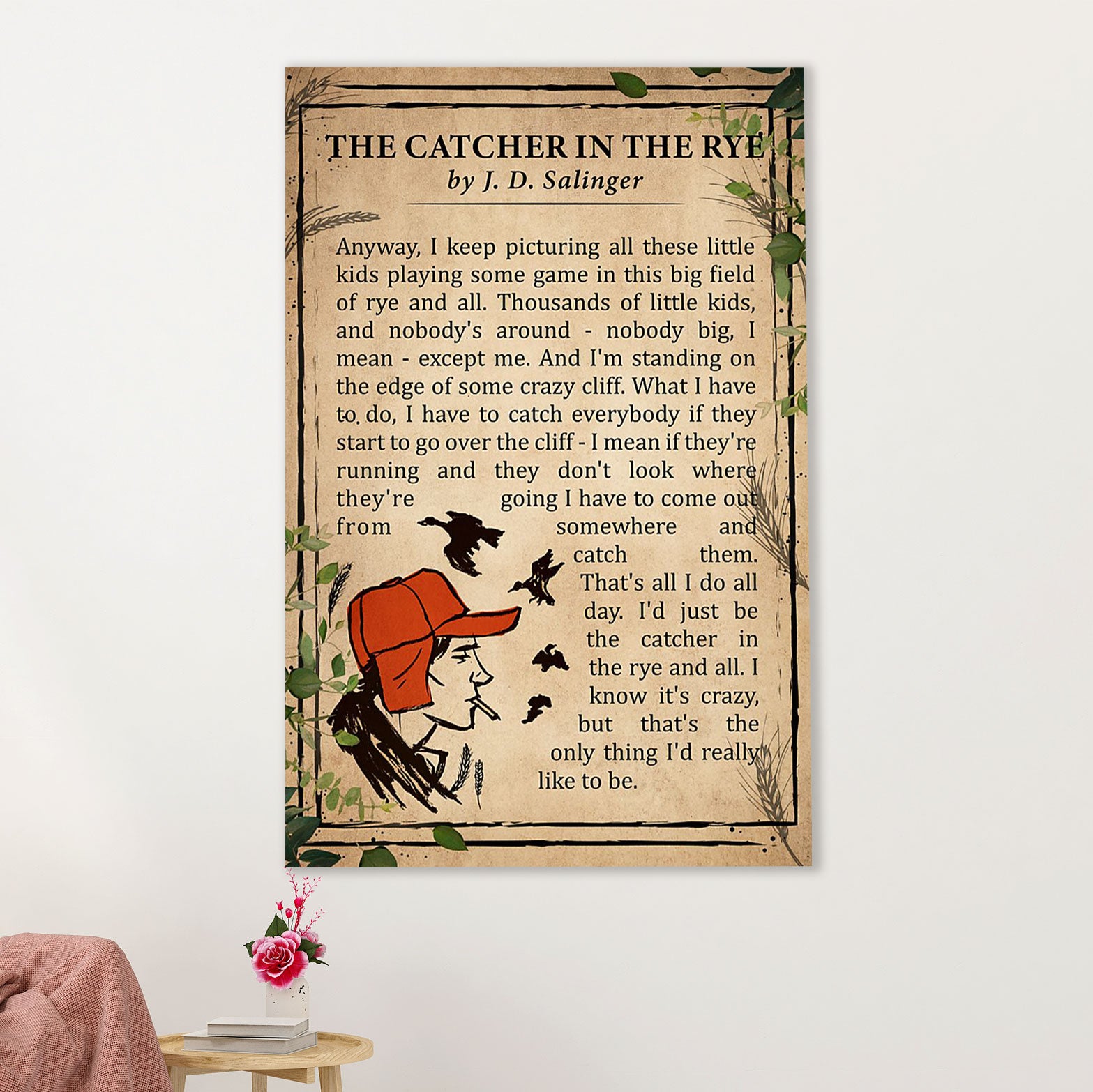 Books Lover Poster Prints | The Catcher In The Rye | Wall Art Gift for Books Reader