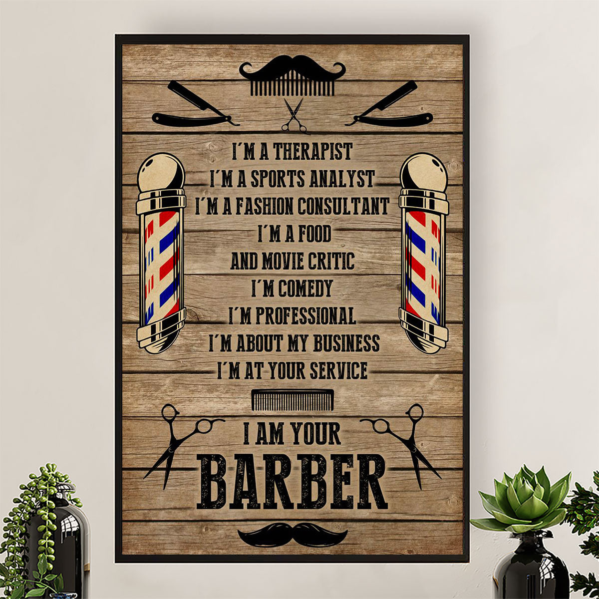 Hairdresser Canvas I Am Your Barber | Wall Art Gift for Hairstylists