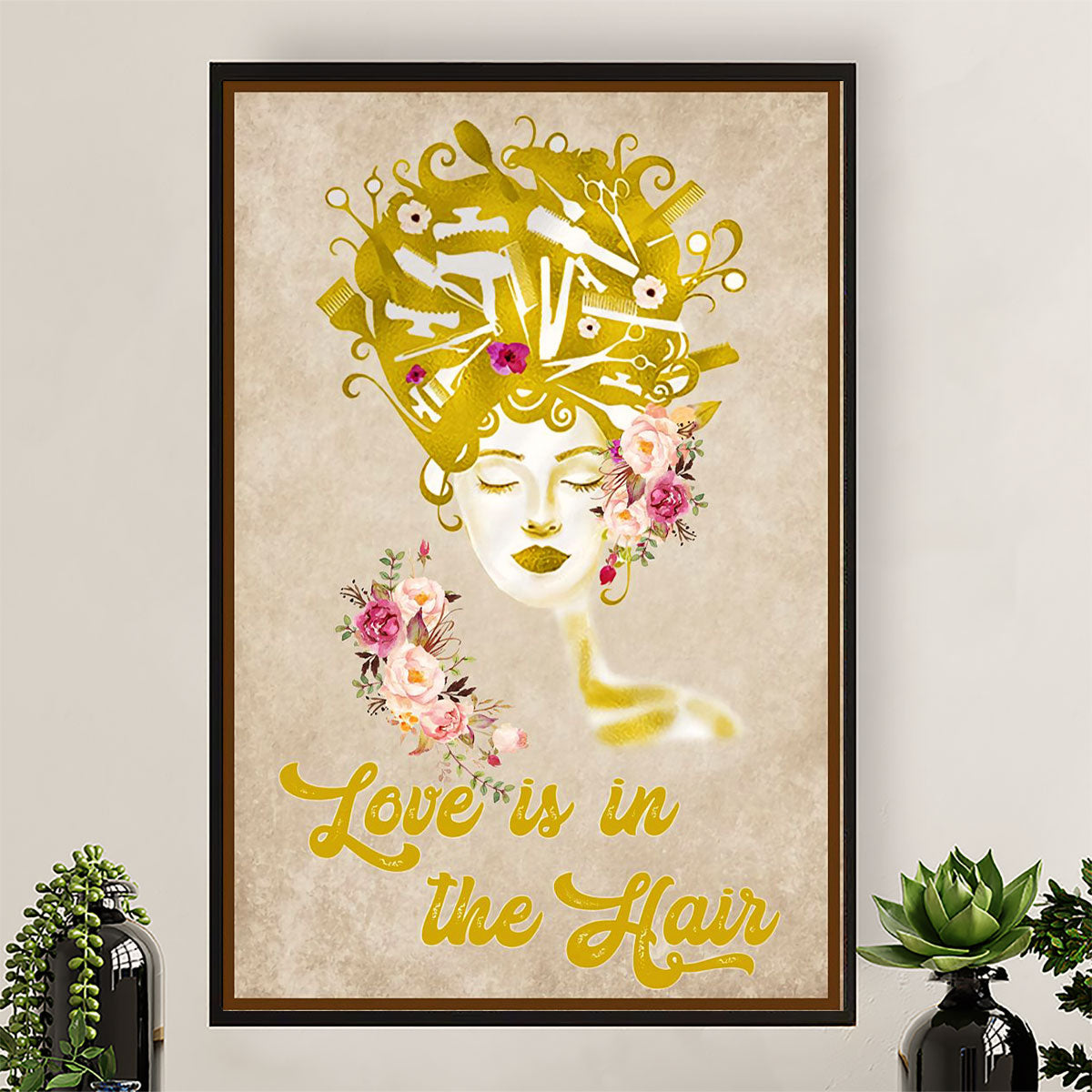 Hairdresser Canvas Love Is In The Hair | Wall Art Gift for Hairstylists