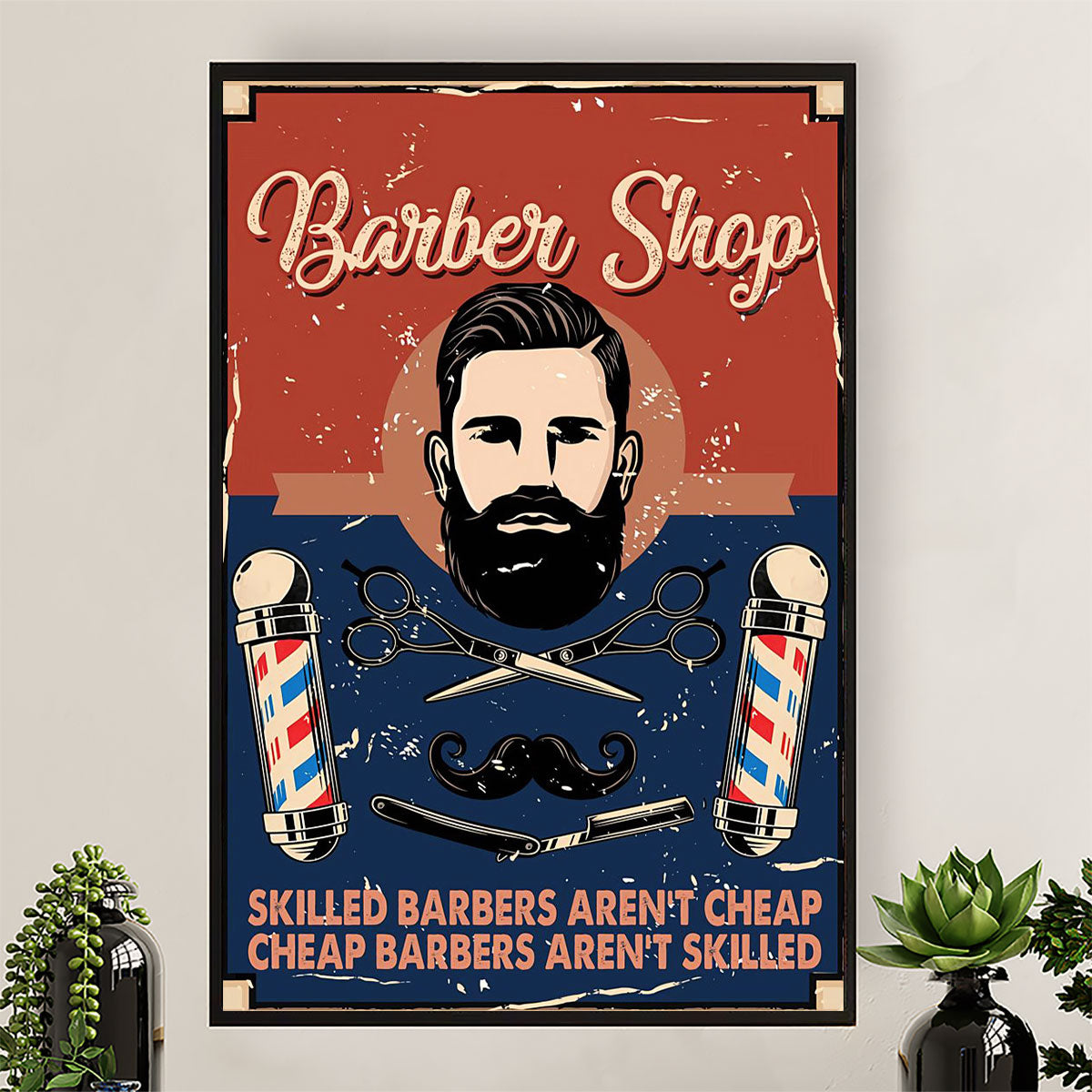 Hairdresser Canvas Barber Shop - Skilled Barber Aren't Cheap | Wall Art Gift for Hairstylists