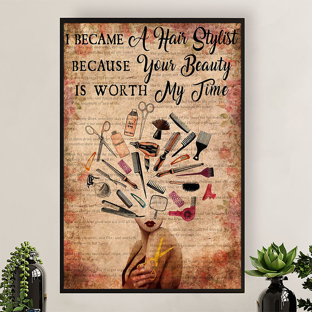 Hairdresser Canvas I Became A Hair Stylist Because | Wall Art Gift for Hairstylists