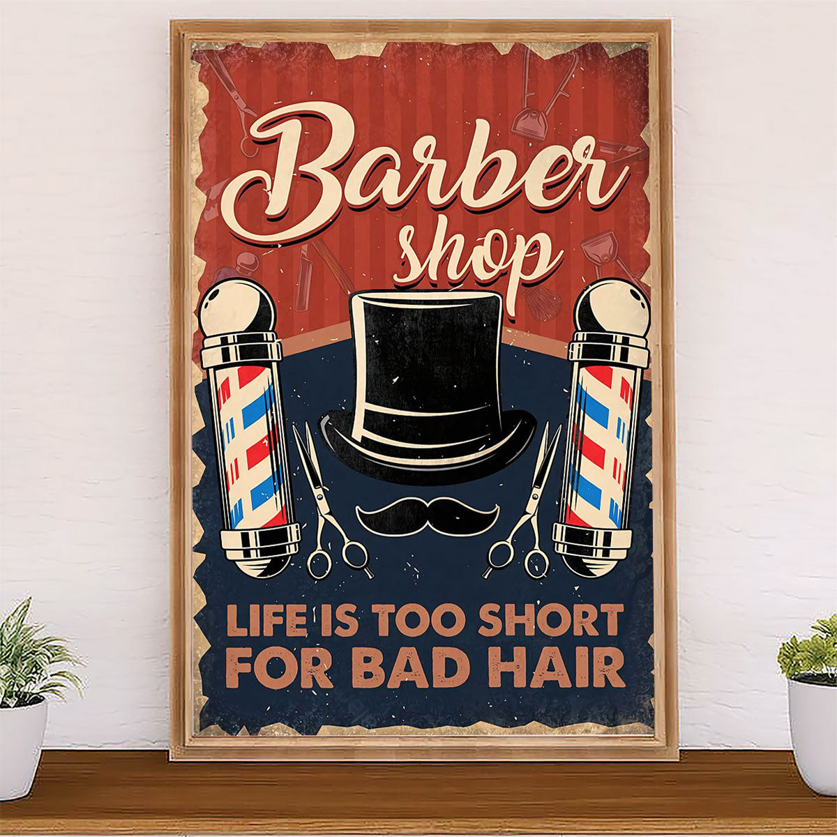 Hairdresser Canvas Barber Shop Life Is Too Short For Bad Hair | Wall Art Gift for Hairstylists