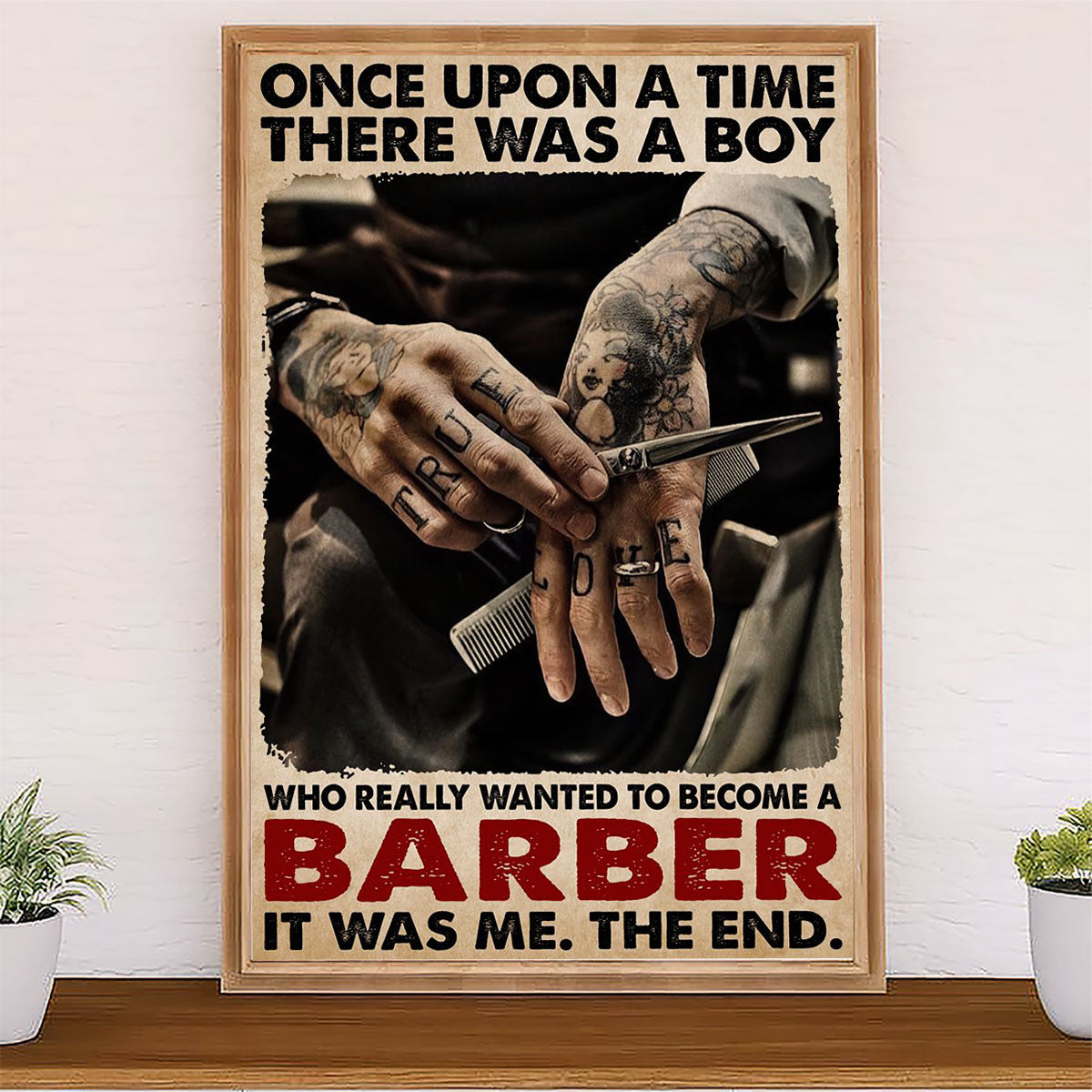 Hairdresser Canvas There Was A Boy Who Really Wanted To Become A Barber | Wall Art Gift for Hairstylists