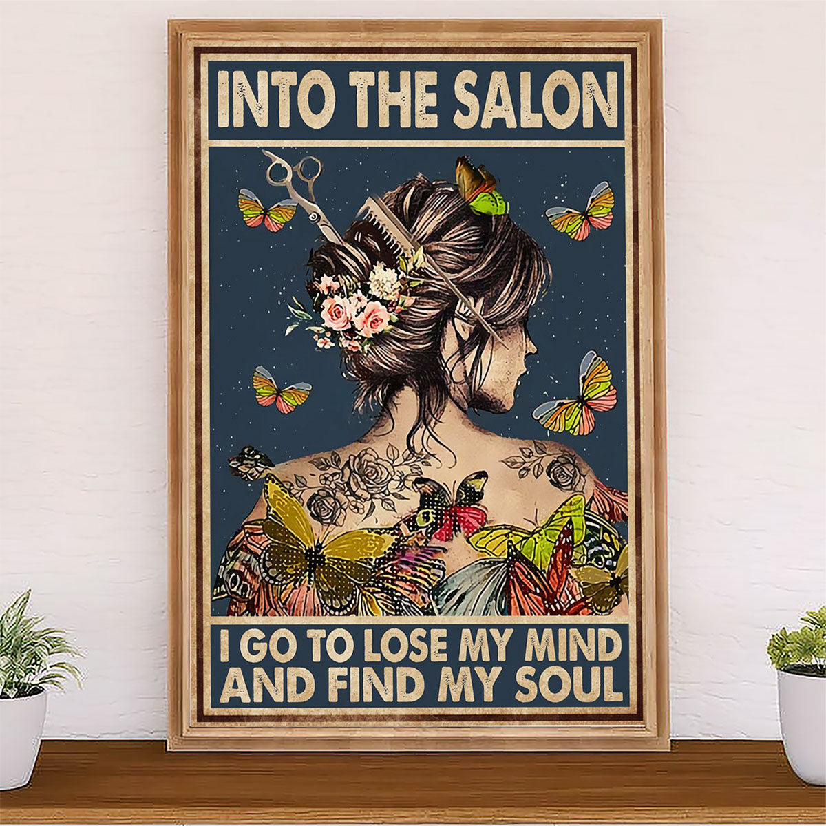 Hairdresser Canvas Into The Salon I Go To Lose My Mind | Wall Art Gift for Hairstylists