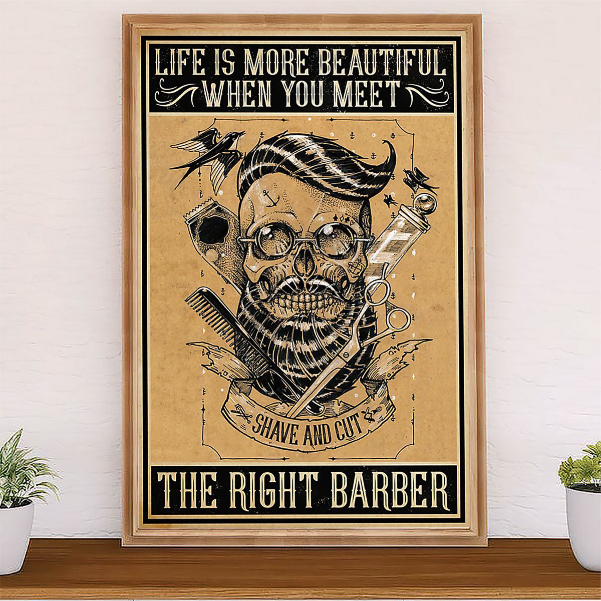 Hairdresser Canvas Life Is More Beautiful When You meet The Right Barber | Wall Art Gift for Hairstylists