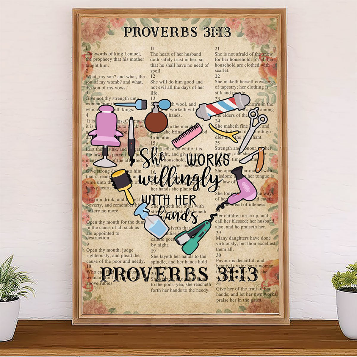 Hairdresser Canvas She Works Willingly With Her hands | Wall Art Gift for Hairstylists