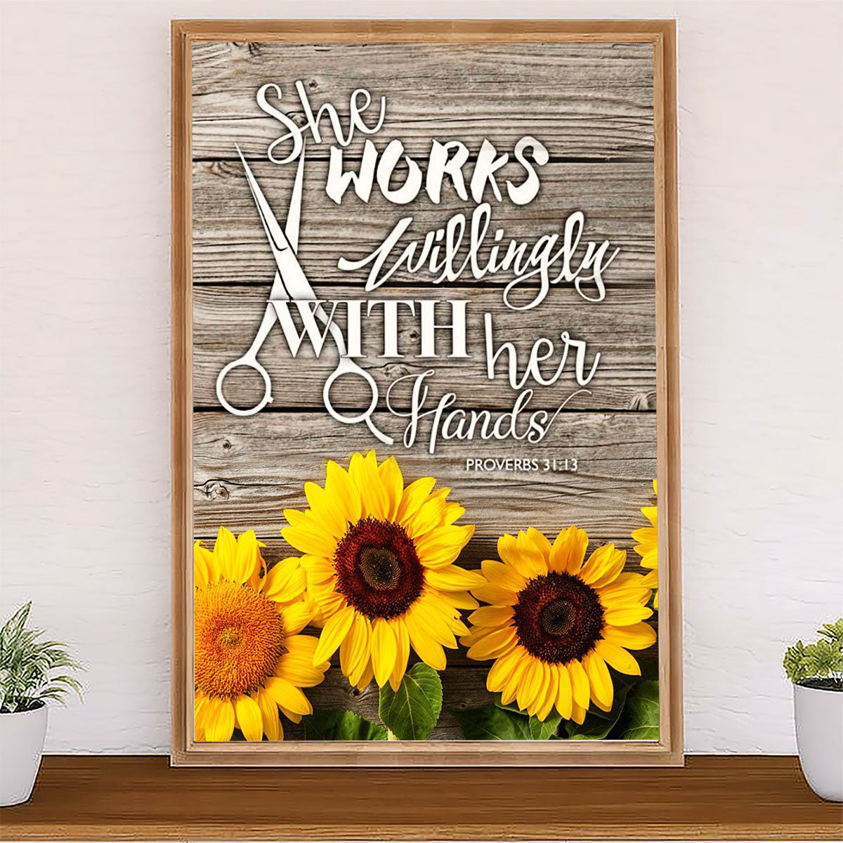 Hairdresser Canvas She Works Willingly With Her Hands | Wall Art Gift for Hairstylists