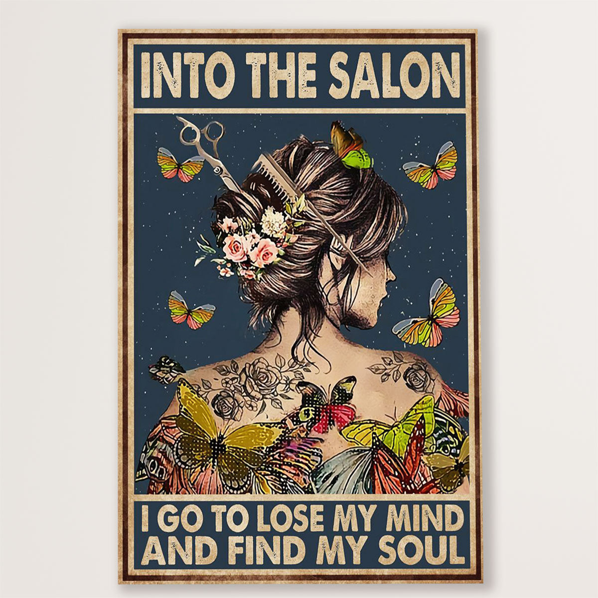Hairdresser Canvas Into The Salon I Go To Lose My Mind | Wall Art Gift for Hairstylists
