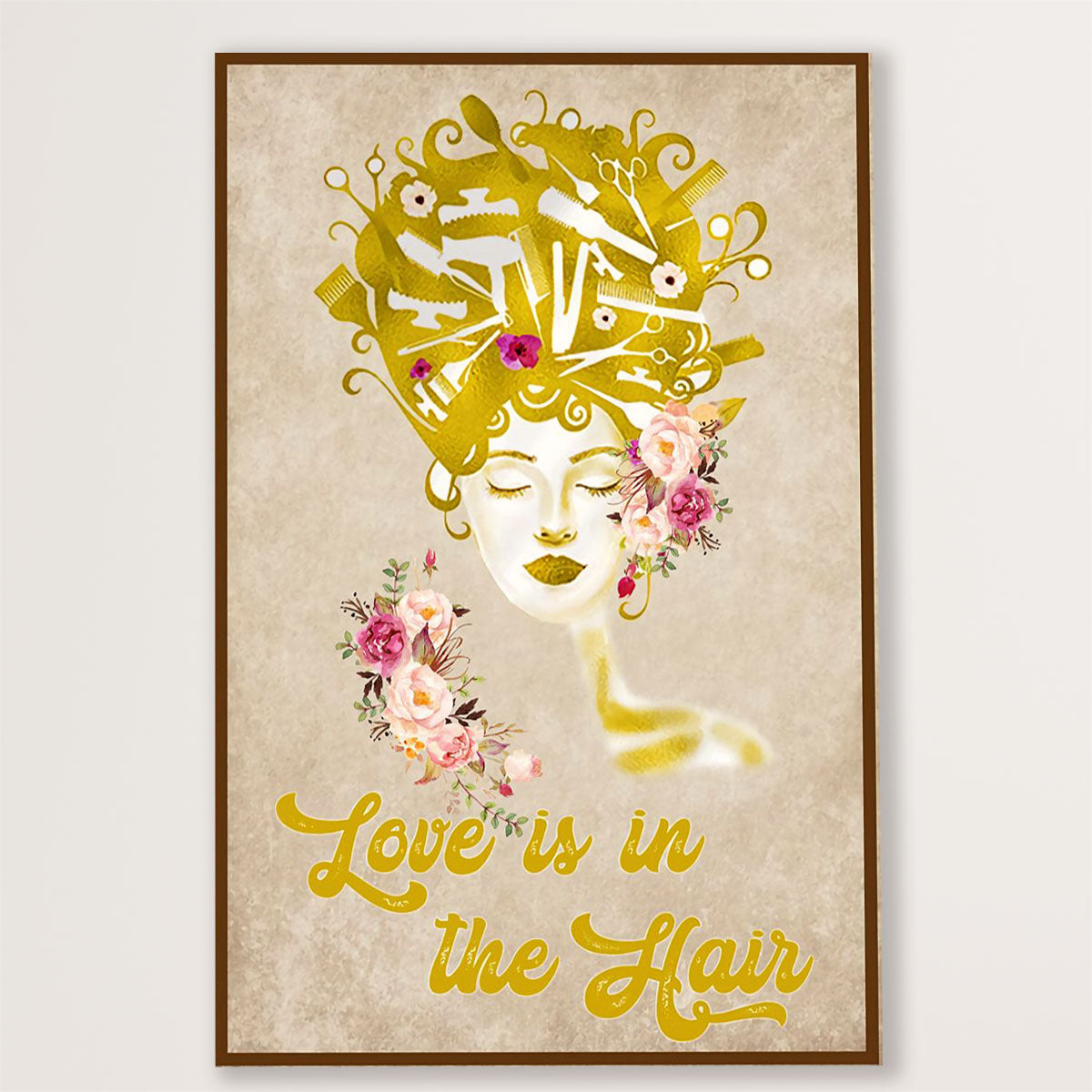Hairdresser Canvas Love Is In The Hair | Wall Art Gift for Hairstylists