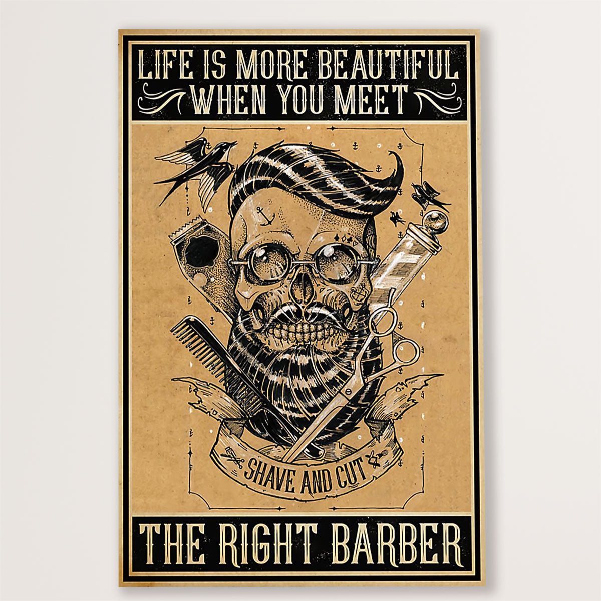Hairdresser Canvas Life Is More Beautiful When You meet The Right Barber | Wall Art Gift for Hairstylists
