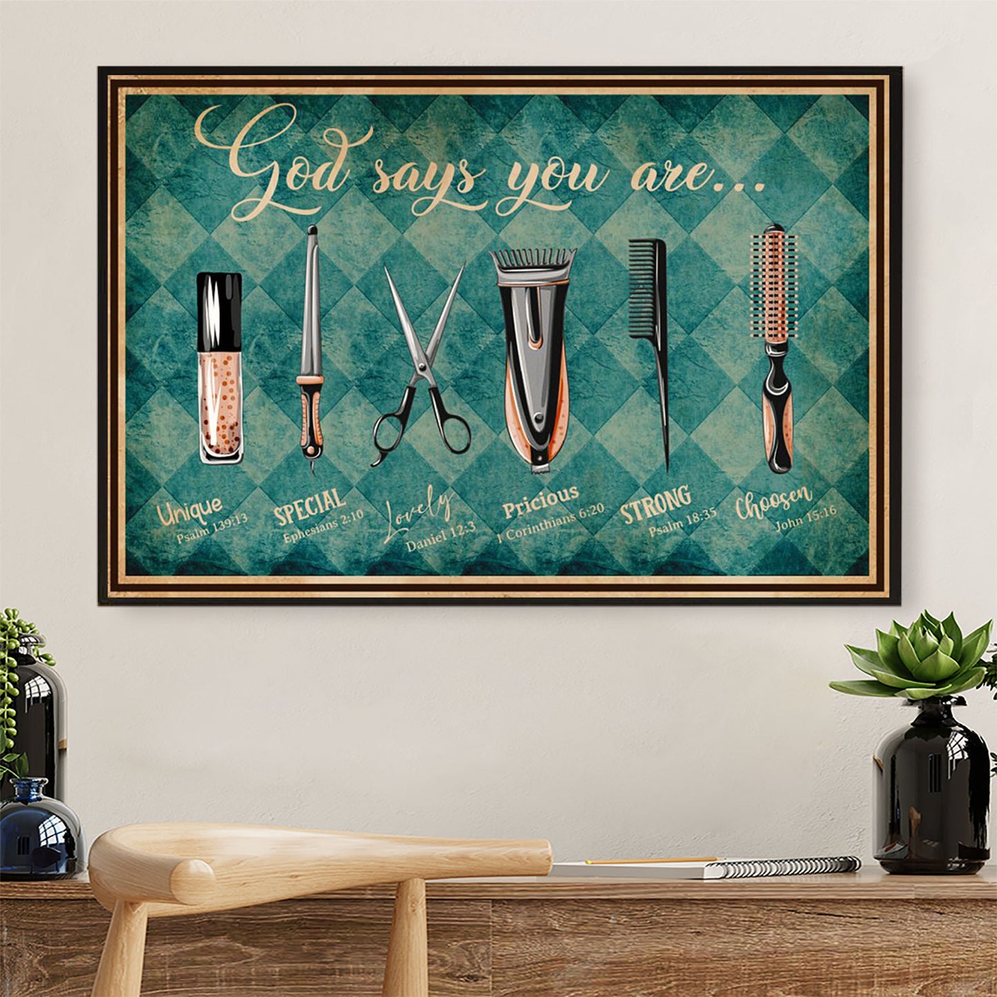 Hairdresser Poster God Says You Are | Wall Art Gift for Hairstylists