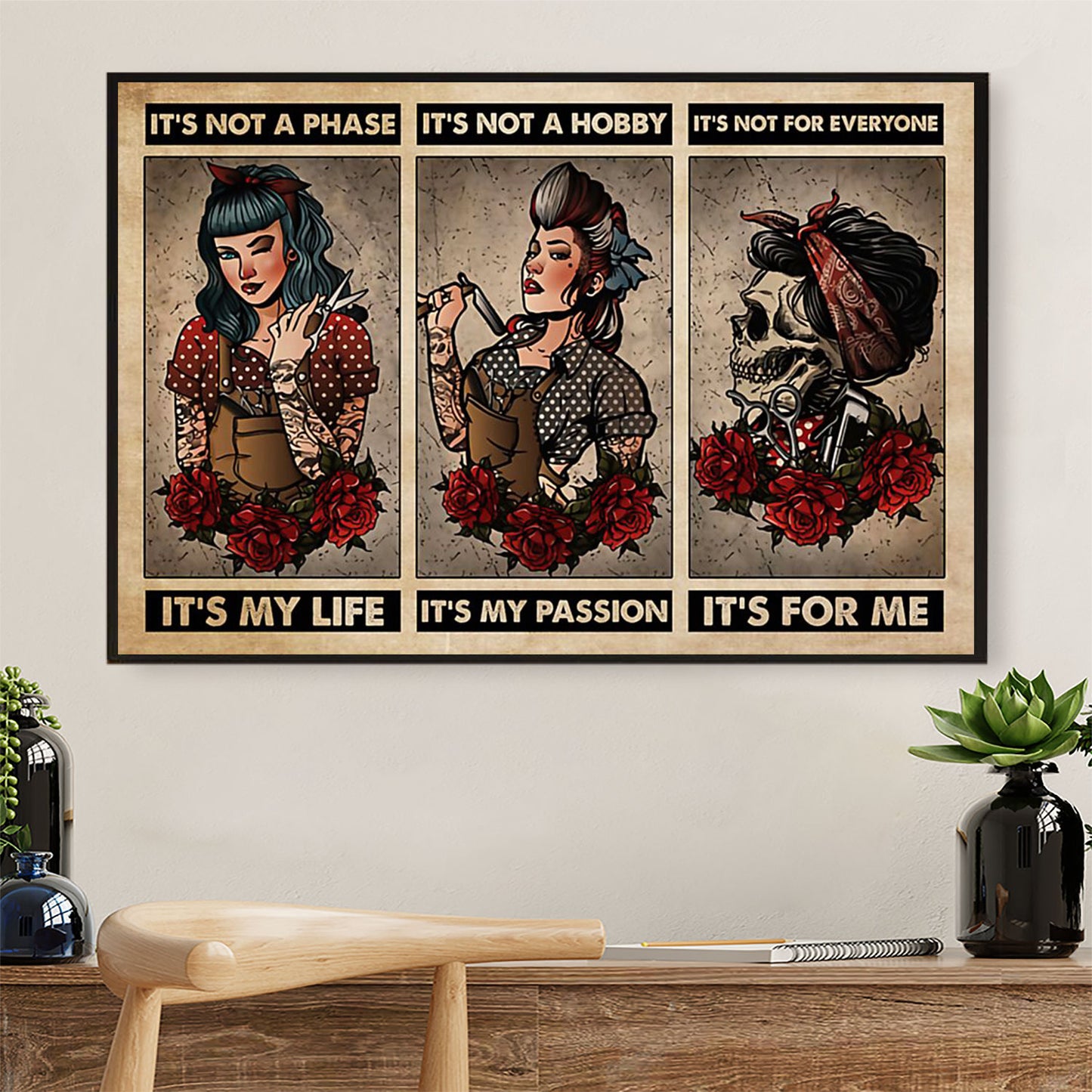 Hairdresser Poster Women - It's Not A Phase, It's My Life | Wall Art Gift for Hairstylists