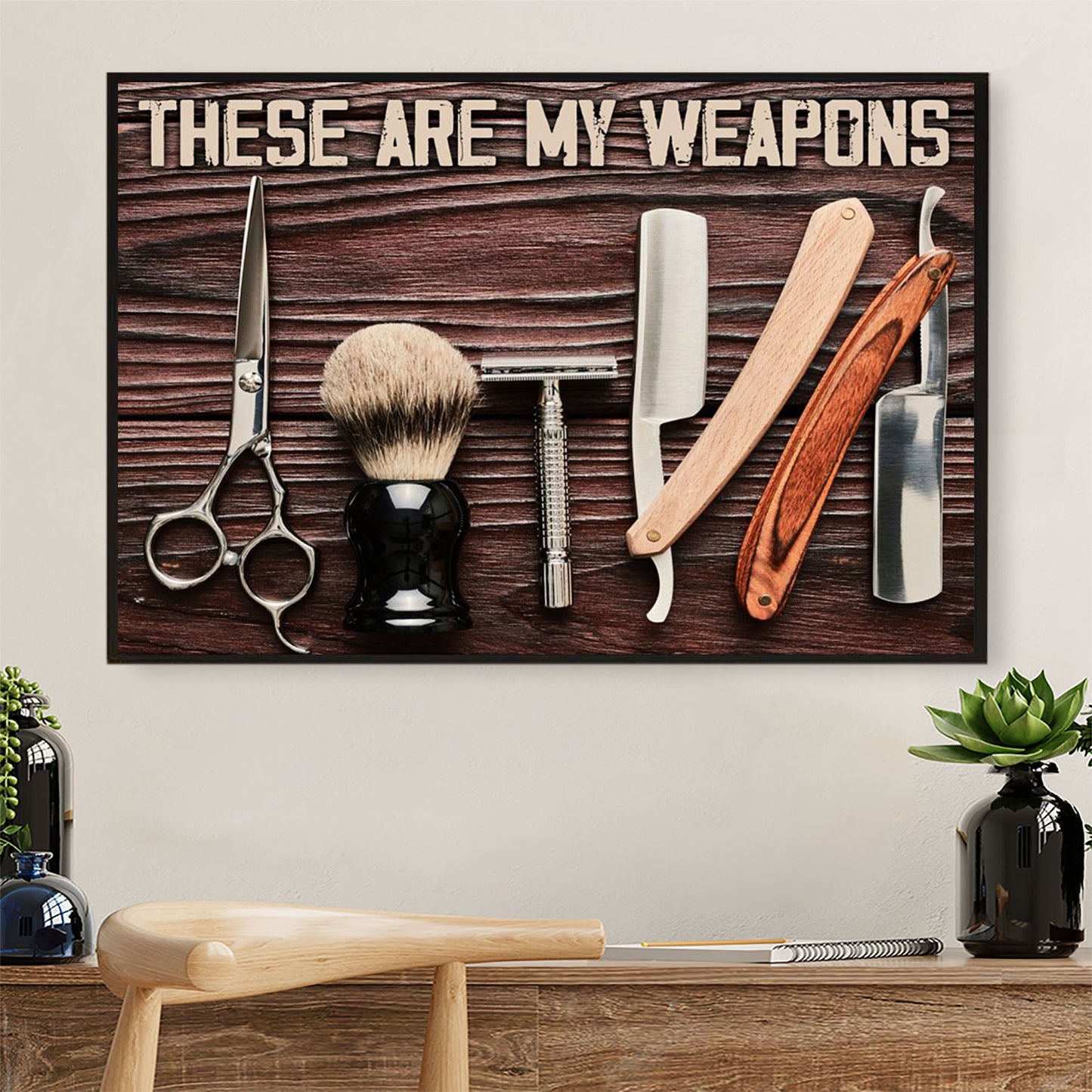 Hairdresser Poster These Are My Weapons | Wall Art Gift for Hairstylists