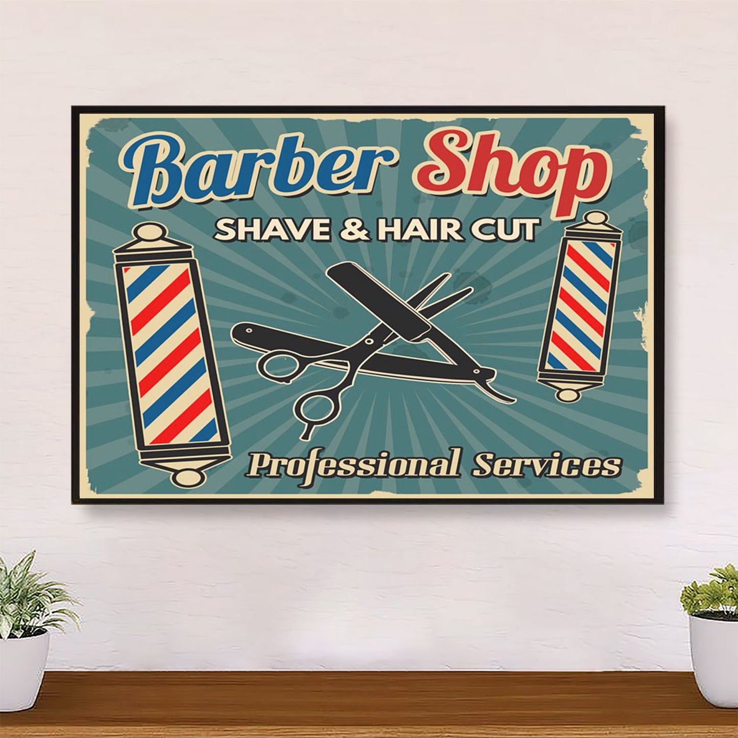 Hairdresser Poster Barber Shop Shave & Hair Cut | Wall Art Gift for Hairstylists