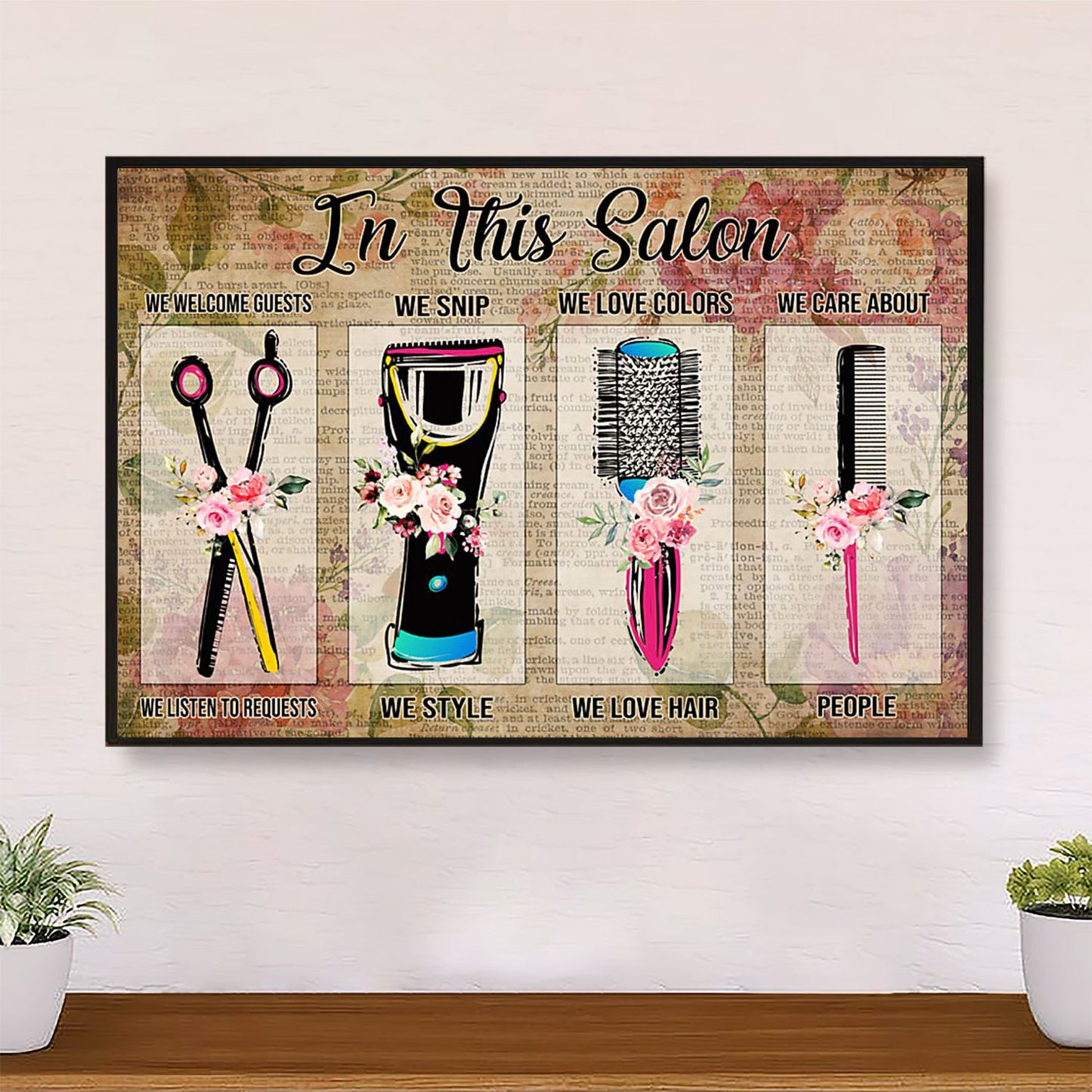Hairdresser Poster In This Salon We Welcome Guests | Wall Art Gift for Hairstylists