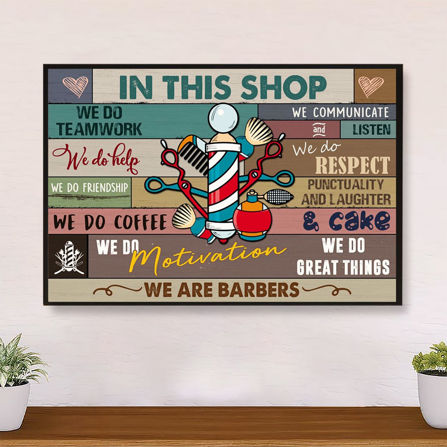 Hairdresser Poster In This Shop We Do Teamwork | Wall Art Gift for Hairstylists