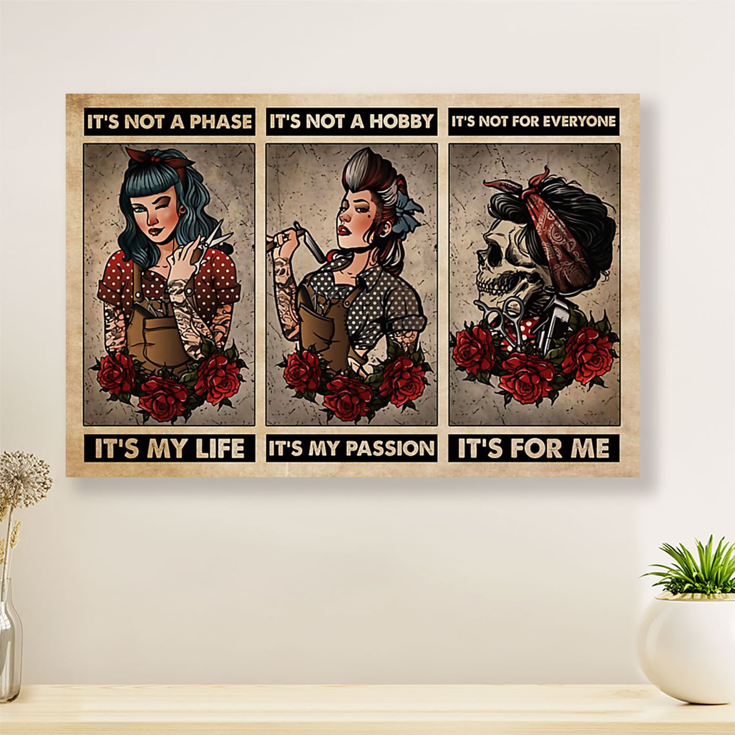 Hairdresser Poster Women - It's Not A Phase, It's My Life | Wall Art Gift for Hairstylists