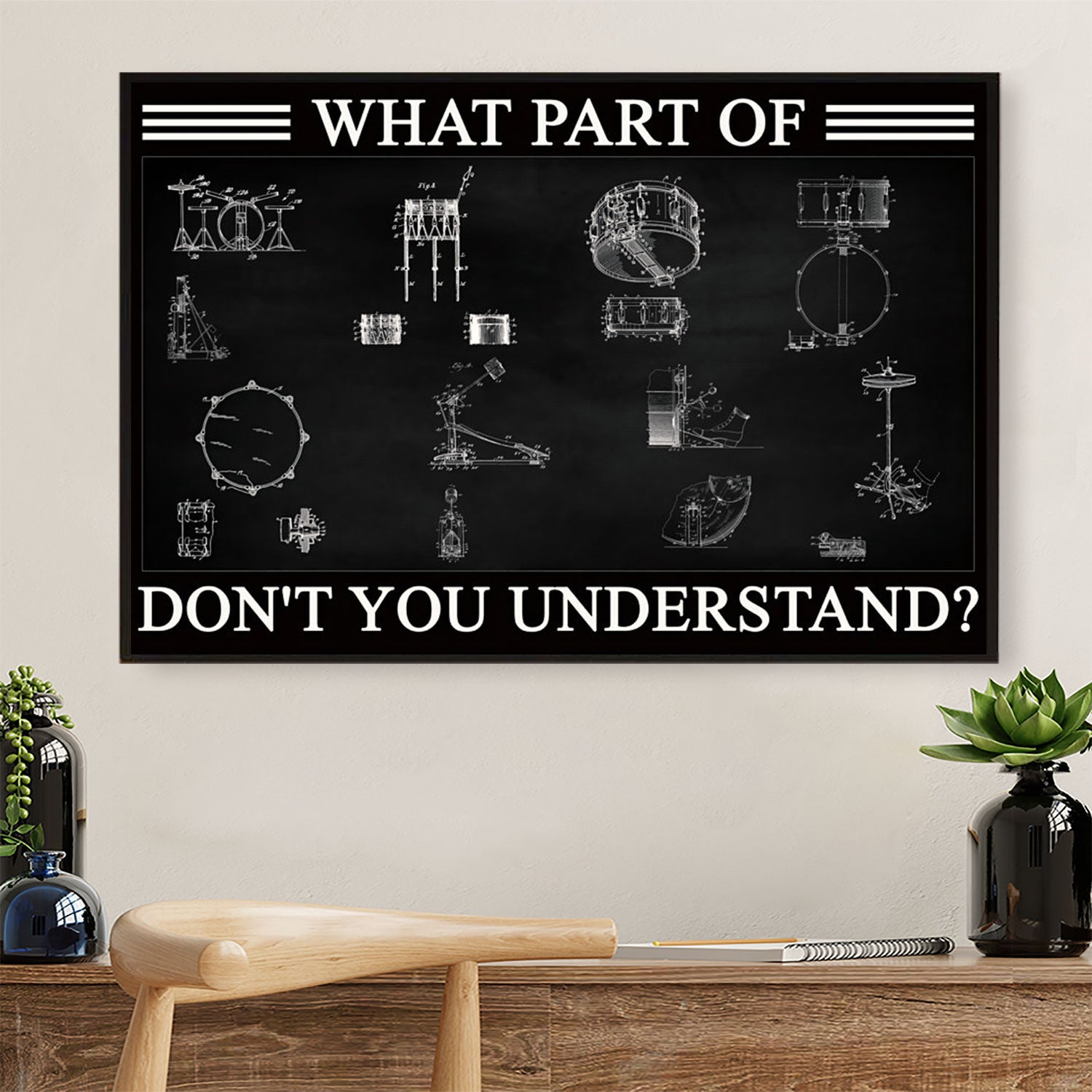 Drumming Canvas What Part Of - Don’t You Understand | Wall Art Home Décor Gift for Drummer