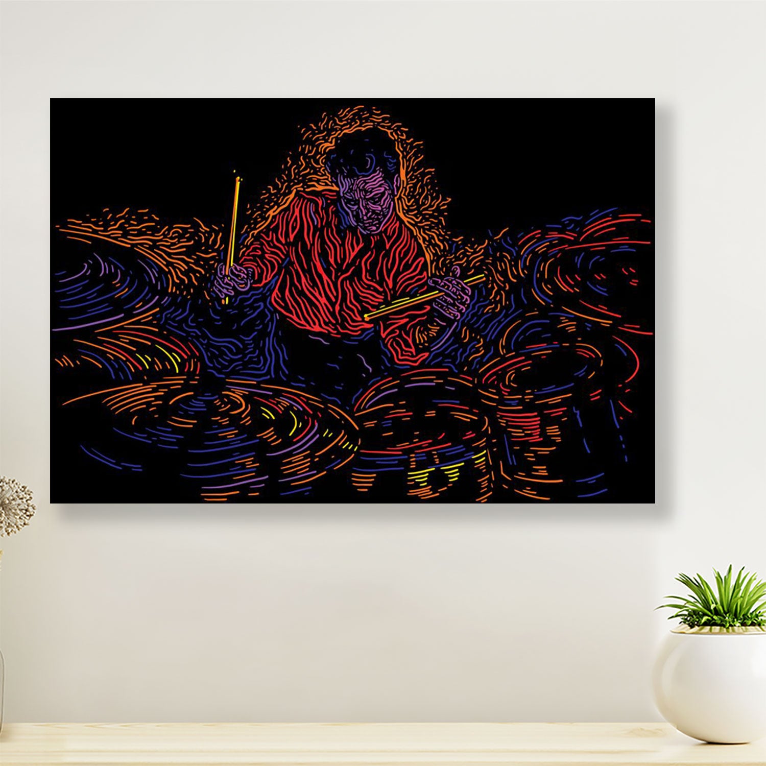 Drumming Canvas Drummer Art Painting | Wall Art Home Décor Gift for Drummer