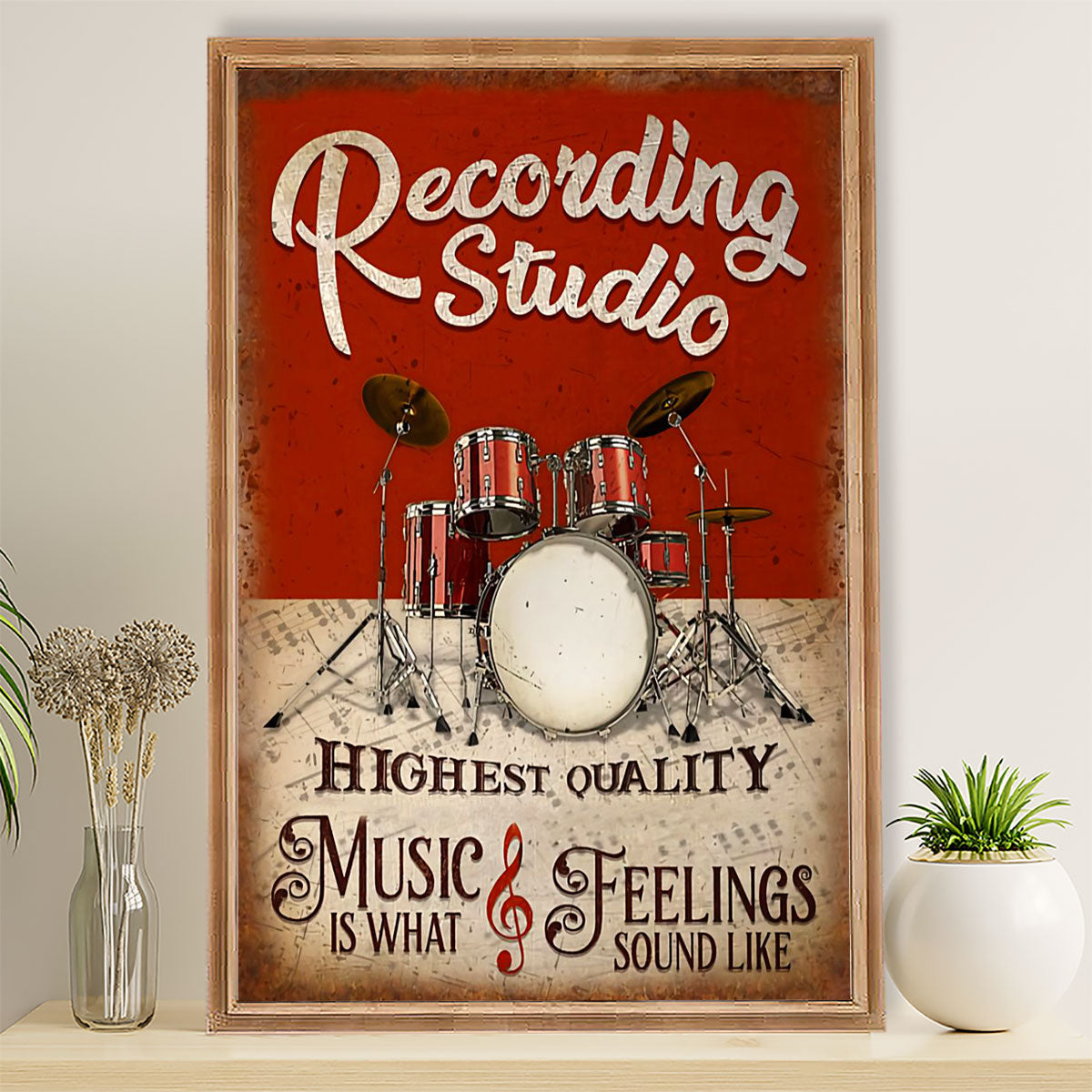 Drumming Poster Recording Studio, Highest Quality | Wall Art Gift for Drummers
