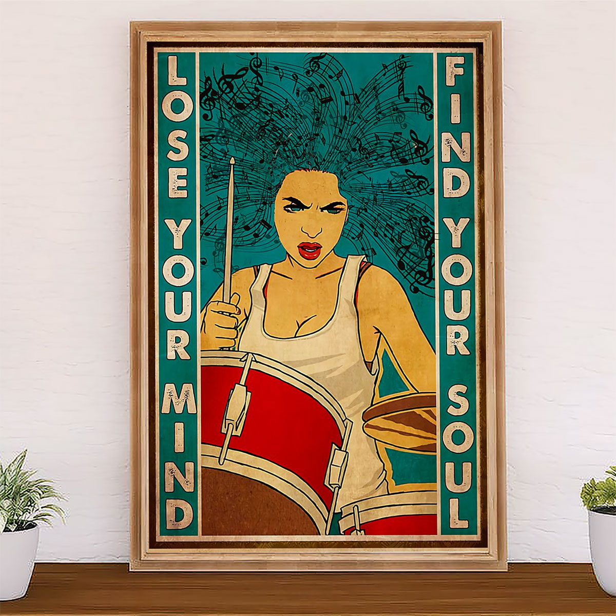 Drumming Poster Lose Your Mind, Find Your Soul | Wall Art Gift for Drummers