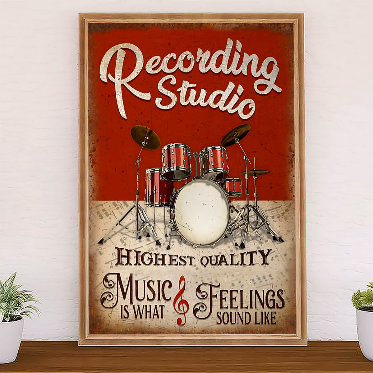 Drumming Poster Recording Studio, Highest Quality | Wall Art Gift for Drummers