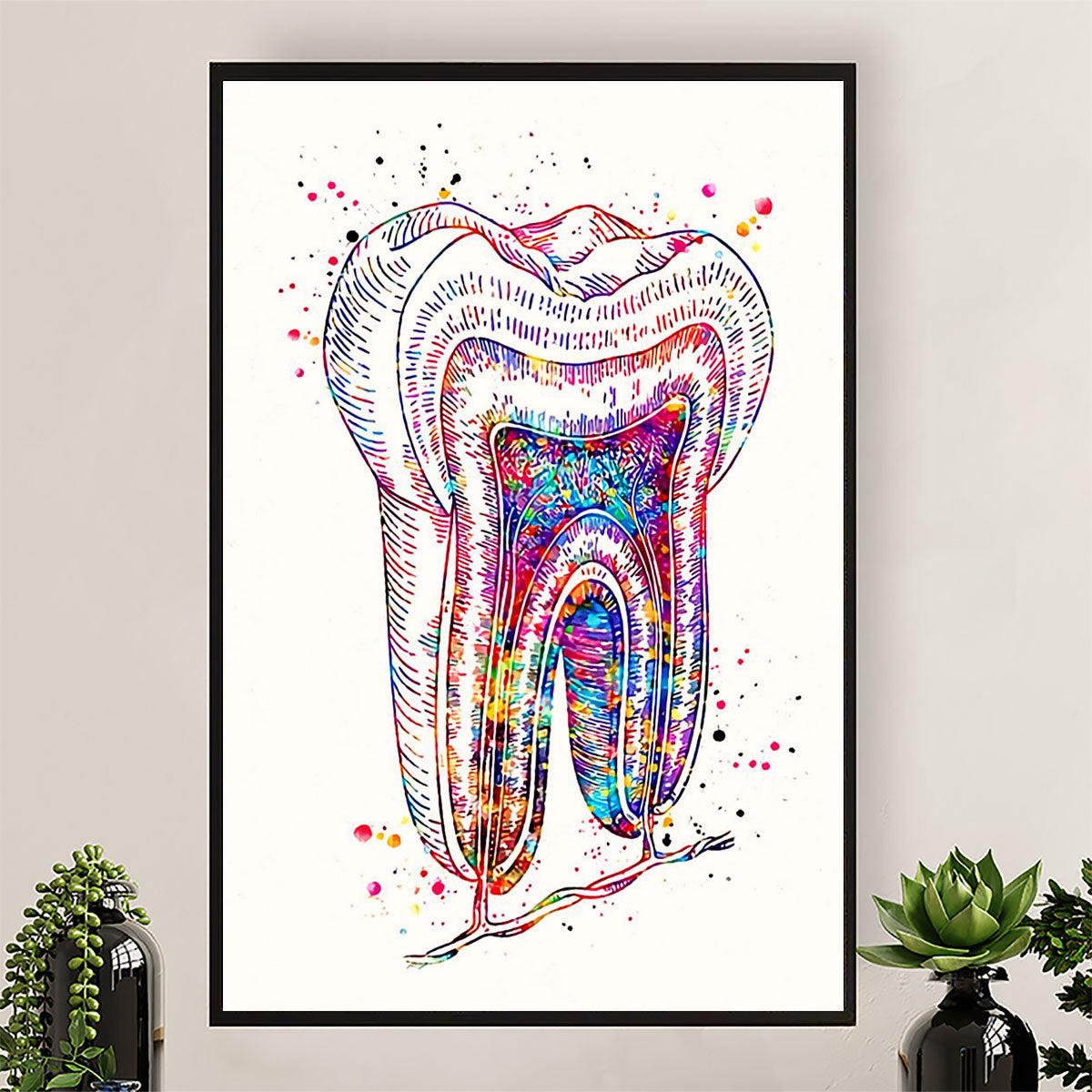 Dental Poster Watercolor Tooth Art Painting | Wall Art Gift for Dentist