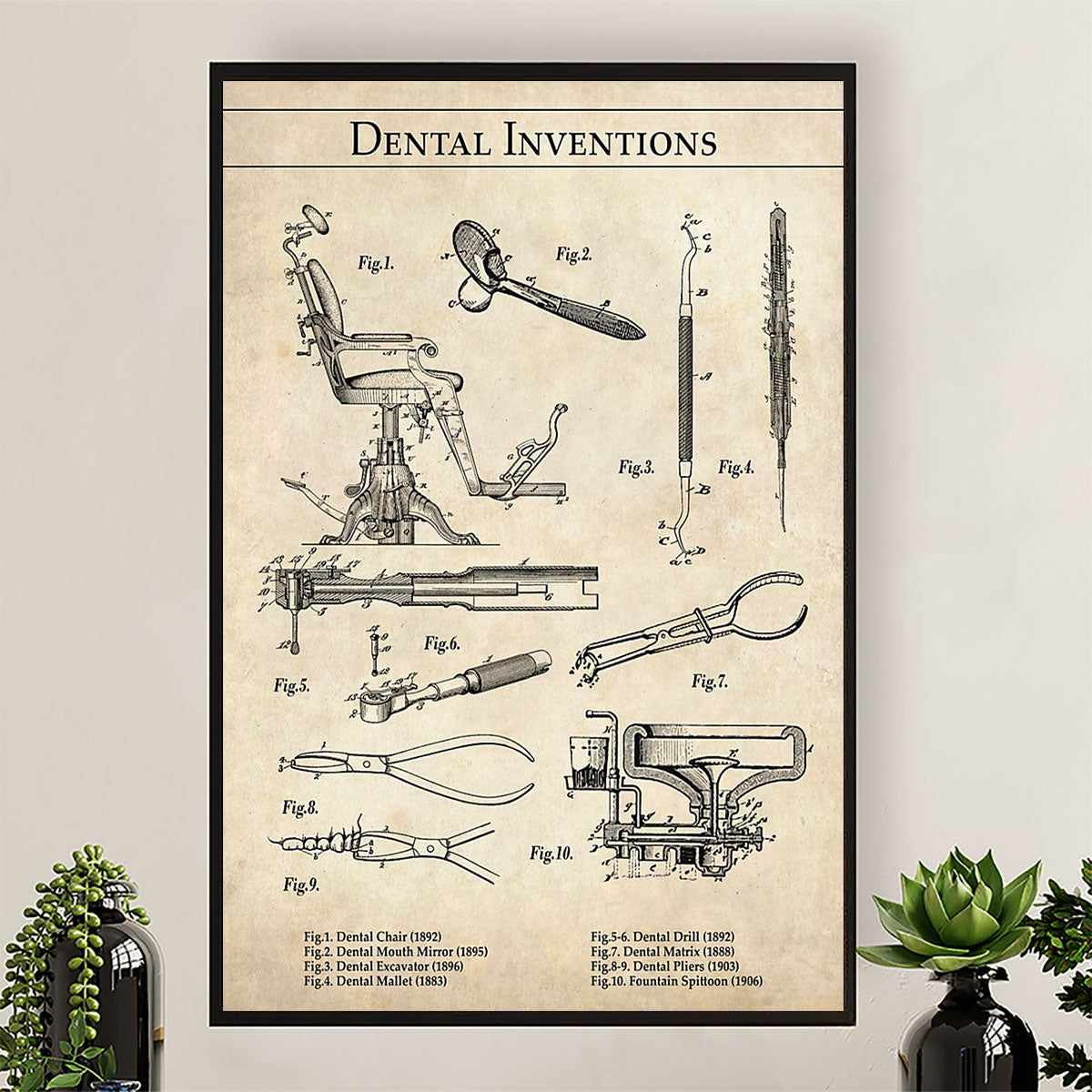 Dental Poster Dental Inventions | Wall Art Gift for Dentist