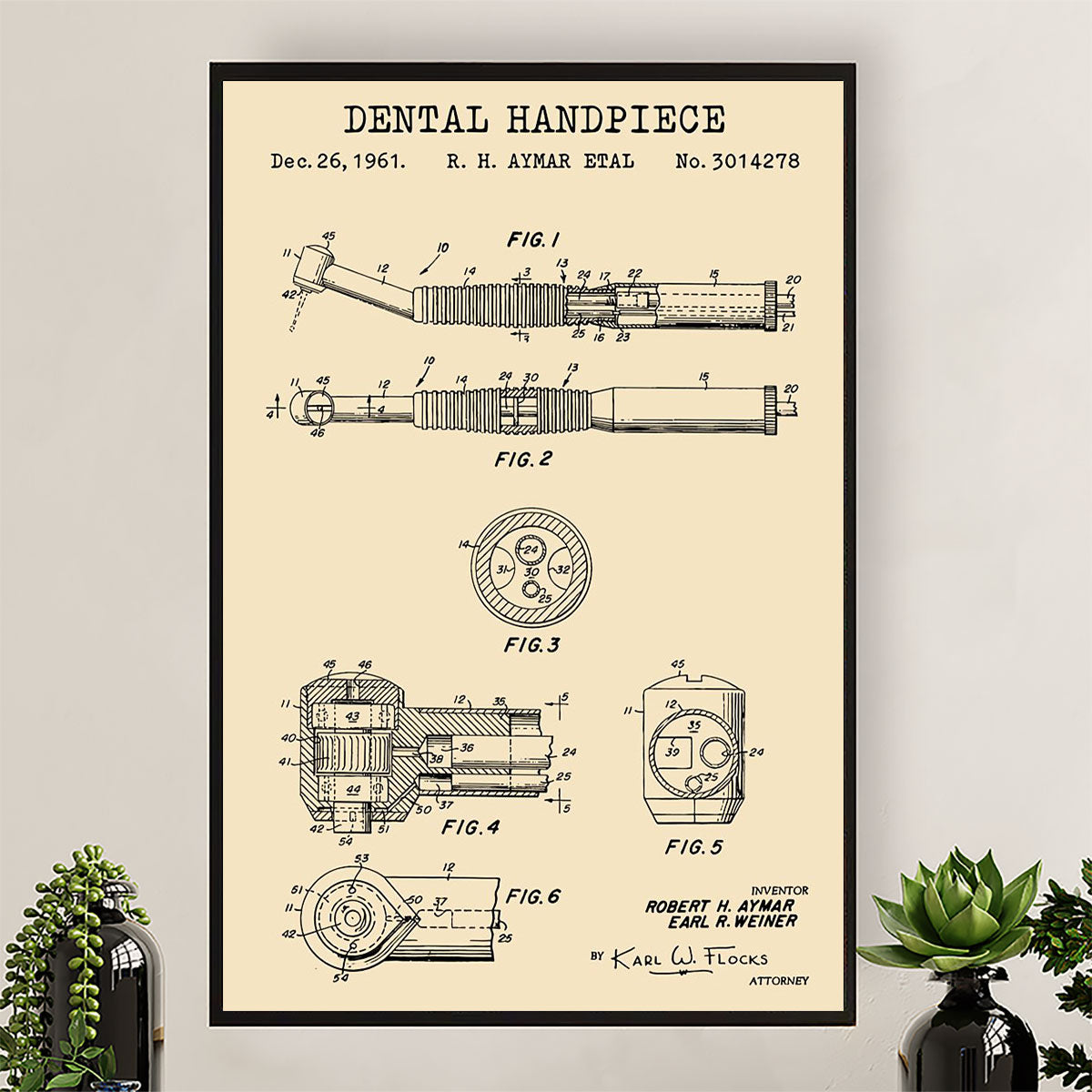 Dental Poster Dental Handpiece | Wall Art Gift for Dentist