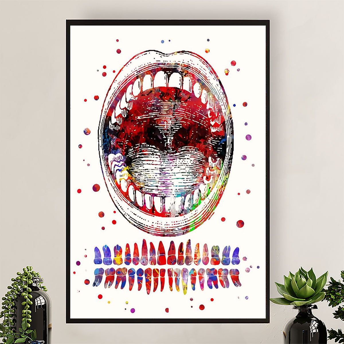 Dental Canvas Mouth Teeth | Wall Art Gift for Dentist