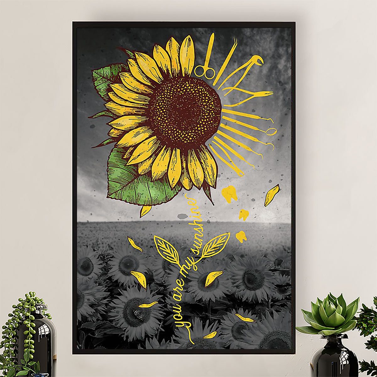 Dental Canvas Sunflower You Are My Sunshine | Wall Art Gift for Dentist