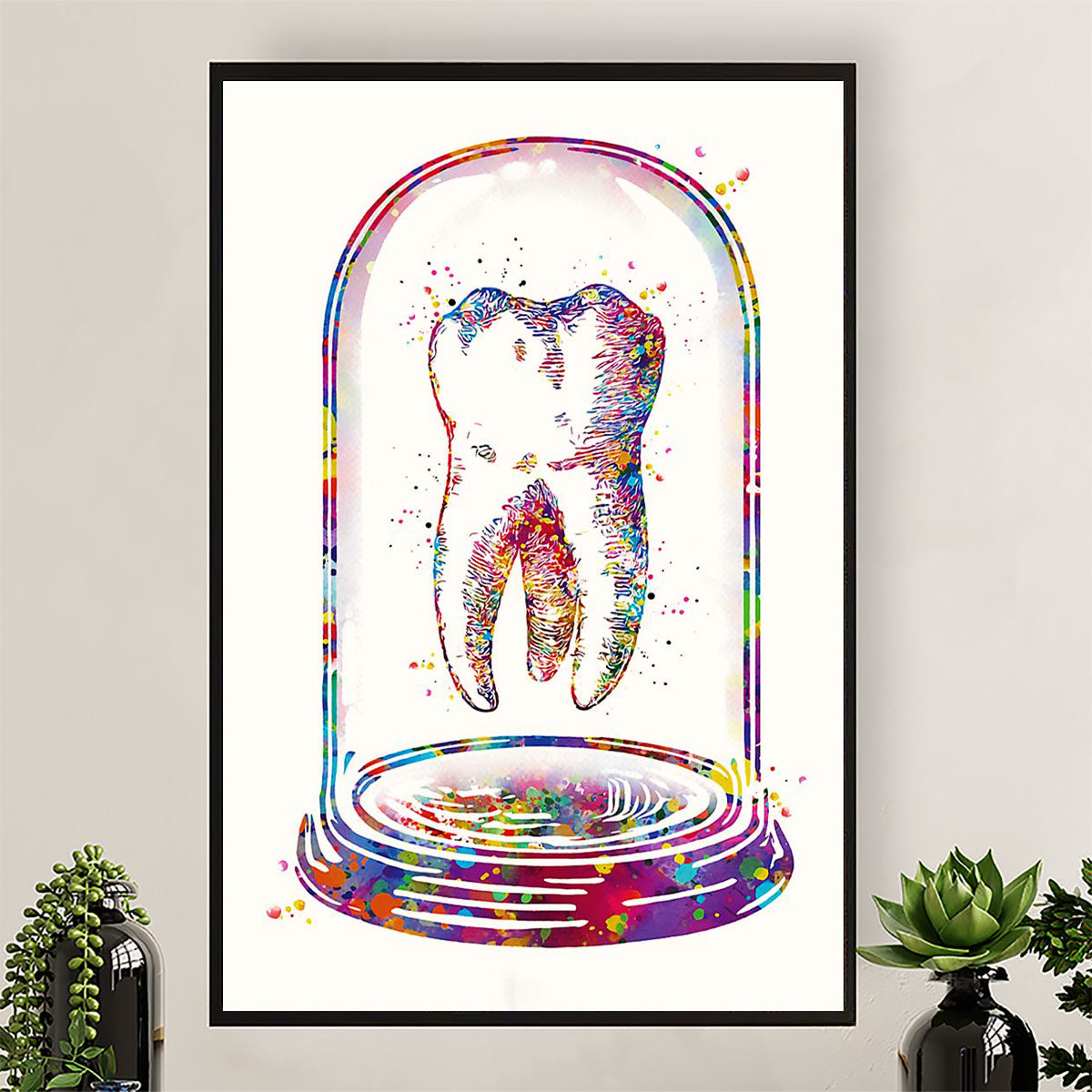 Dental Poster Watercolor Tooth Art Painting | Wall Art Gift for Dentist