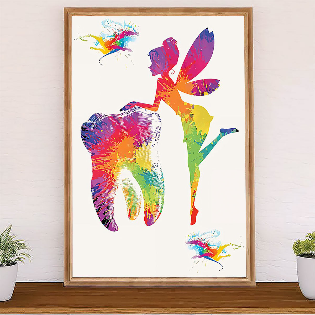 Dental Canvas Tinker Bell Tooth Art Painting | Wall Art Gift for Dentist