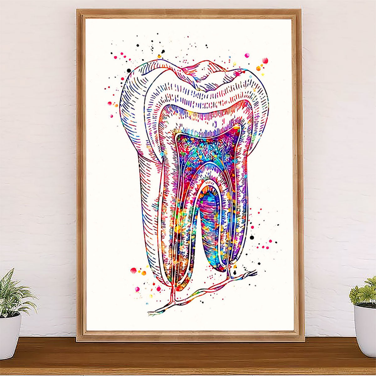 Dental Canvas Watercolor Tooth Art Painting | Wall Art Gift for Dentist