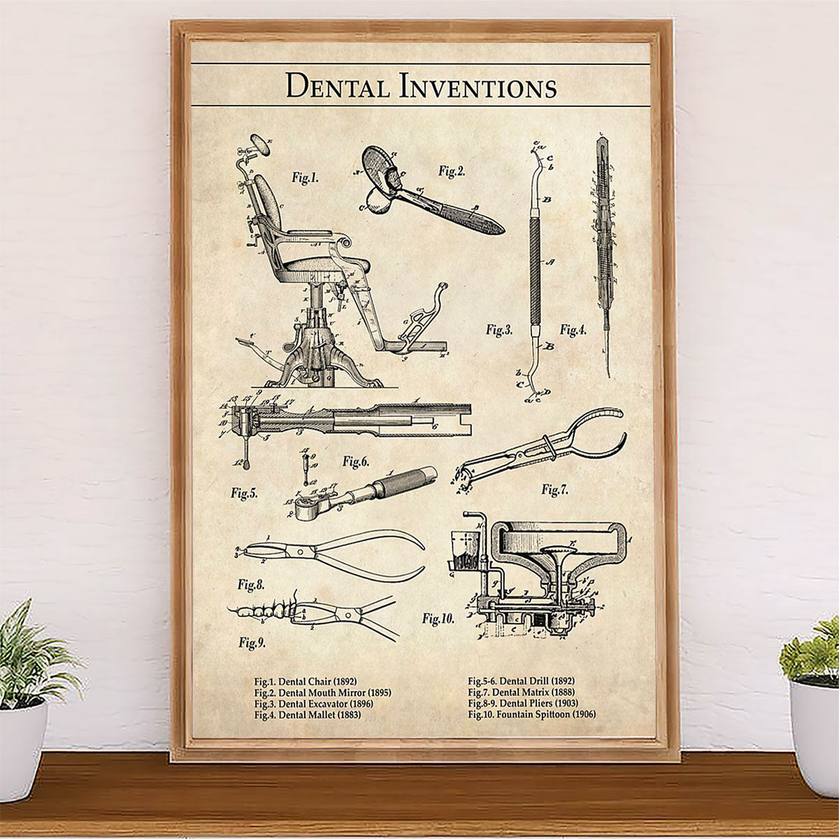Dental Poster Dental Inventions | Wall Art Gift for Dentist