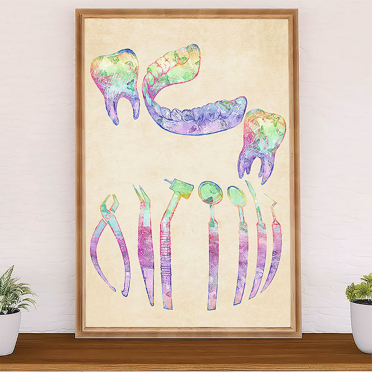 Dental Poster Colorful Teeth | Wall Art Gift for Dentist